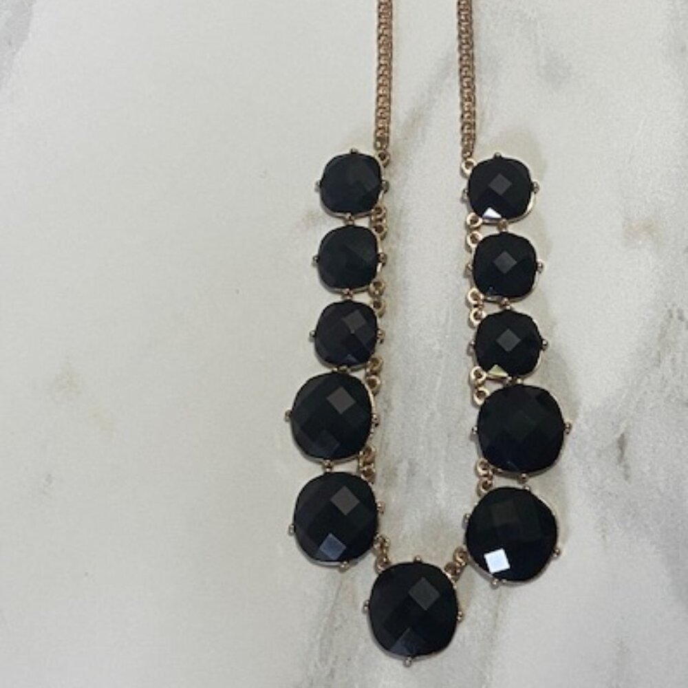 Elegant Black Faceted Necklace & Earring Set  18-21 inches in length adjustable